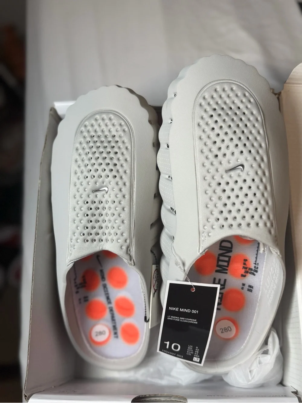 Nike Men’s White Slide Sandals with Orange Outsole Pods